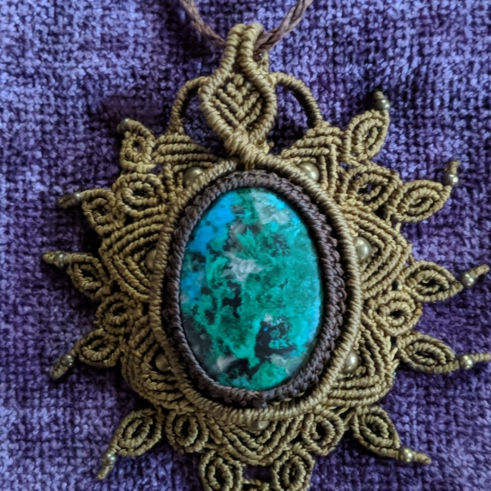 Macrame Gemstone Necklace - Picture 3 of 6